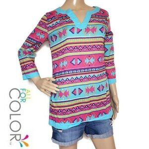 All for color swim coverup 100% cotton size small colofull geometric beach pool